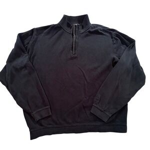 Cutter & Buck Quarter Zip Sweater Mens XL Black 100% Cotton Pullover Mock Neck